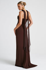 Zafira Maxi Dress - Plum Brown Dress Babyboo Fashion Premium Exclusive Design