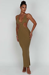 Arabella Maxi Dress - Khaki Dress Babyboo Fashion Premium Exclusive Design