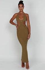 Arabella Maxi Dress - Khaki Dress Babyboo Fashion Premium Exclusive Design