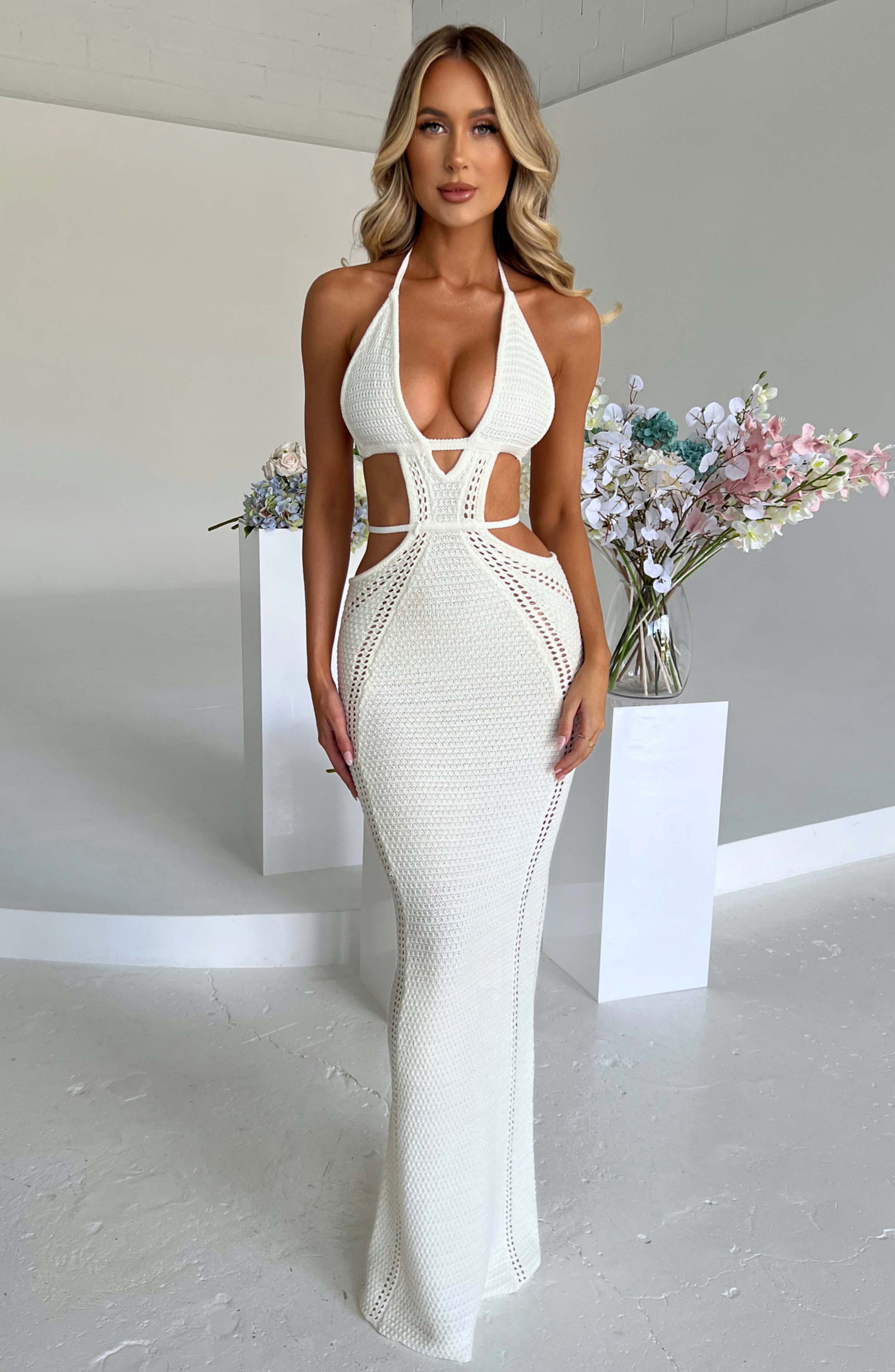 white christmas dresses White Crochet Knit Dress main image 0
