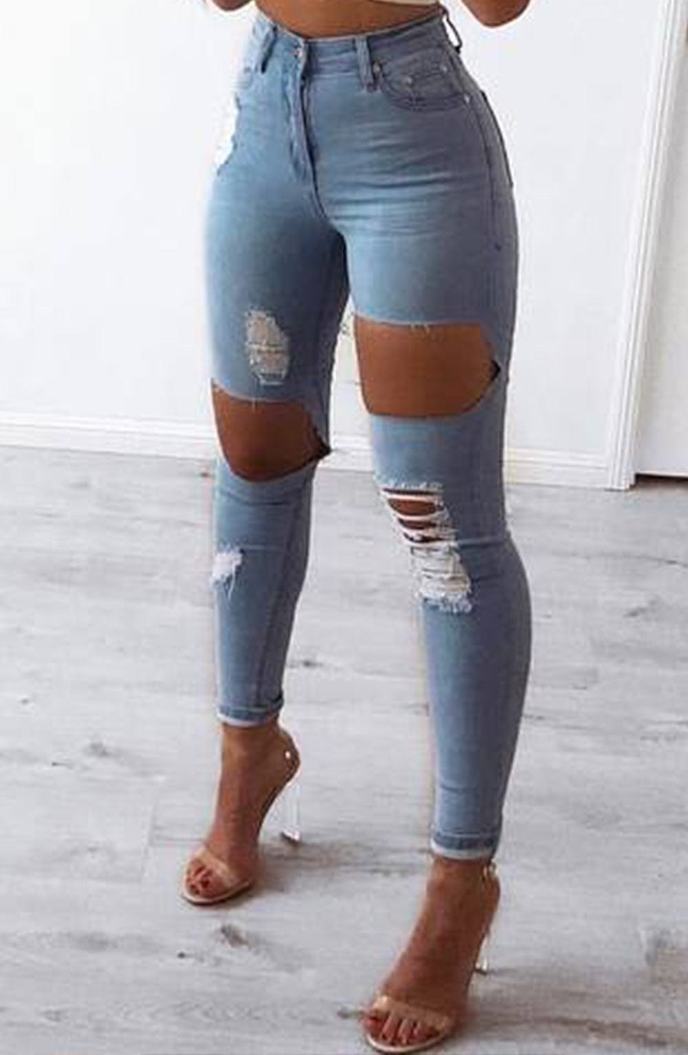Honey Crush Jeans High Waisted Blue Denim Babyboo Fashion