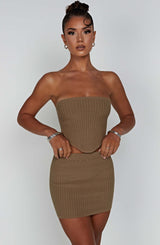 Jaz Mini Skirt - Mocha Skirt Babyboo Fashion Premium Exclusive Design