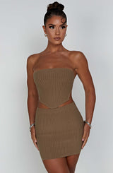 Jaz Mini Skirt - Mocha Skirt Babyboo Fashion Premium Exclusive Design