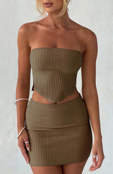 Jaz Mini Skirt - Mocha Skirt Babyboo Fashion Premium Exclusive Design