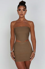 Jaz Mini Skirt - Mocha Skirt Babyboo Fashion Premium Exclusive Design
