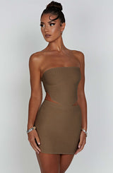 Jaz Mini Skirt - Mocha Skirt Babyboo Fashion Premium Exclusive Design