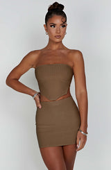 Jaz Mini Skirt - Mocha Skirt Babyboo Fashion Premium Exclusive Design