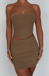 Jaz Mini Skirt - Mocha Skirt XS Babyboo Fashion Premium Exclusive Design