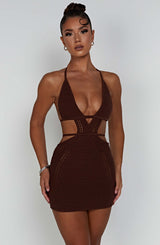 Selena Mini Dress - Chocolate Dress Babyboo Fashion Premium Exclusive Design