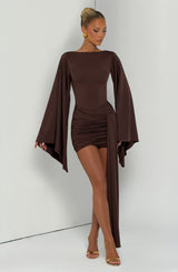 Lucetta Mini Dress - Plum Brown