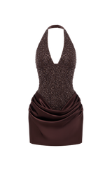 Adessa Mini Dress - Plum Brown