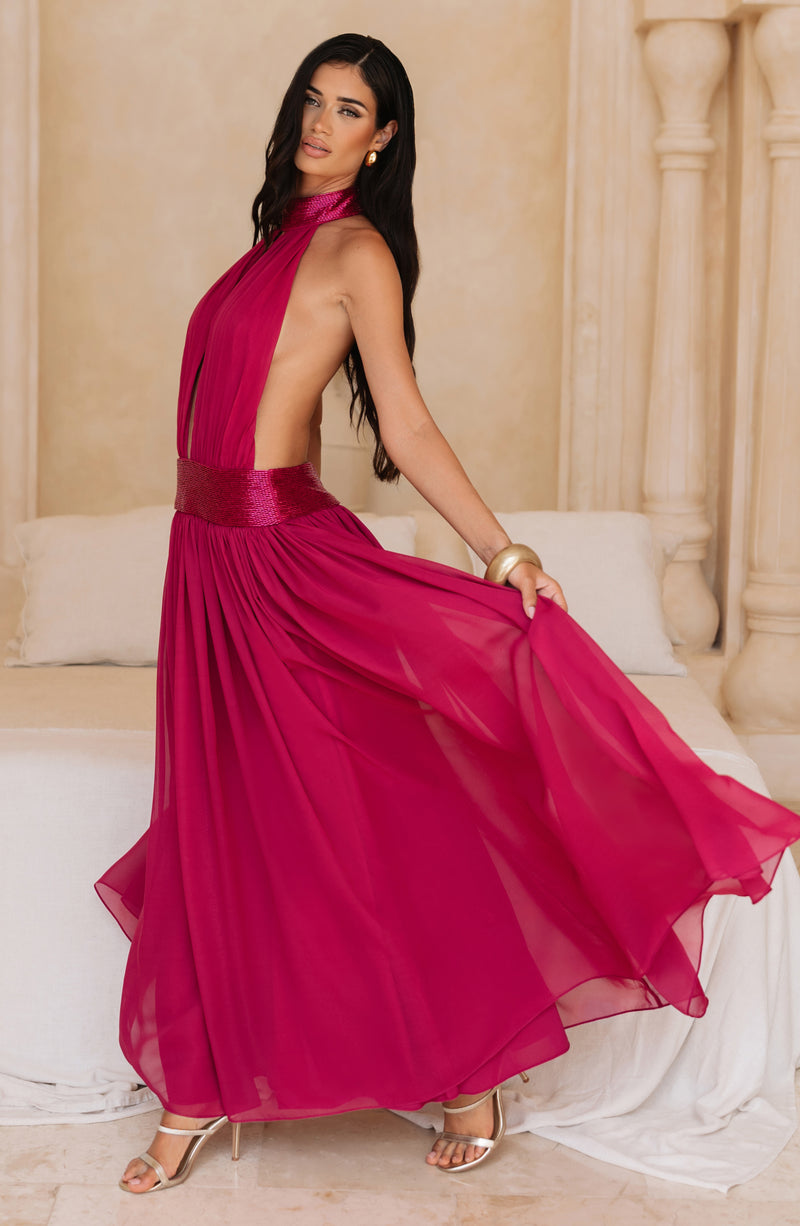 rosalina pink dress Rosalina Sheer Maxi Dress Pink