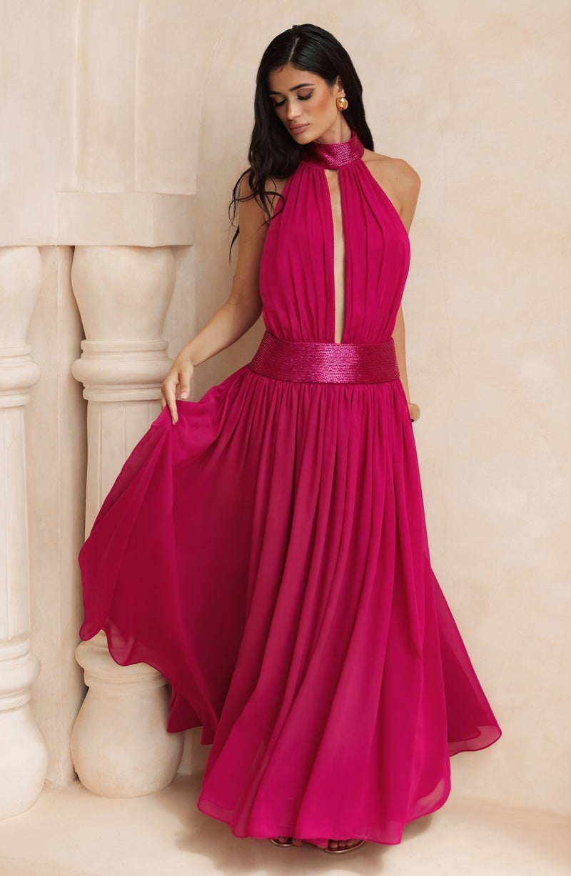 rosalina pink dress A Line Tow-Piece Tulle Prom Dress with Slit, Pink / 6
