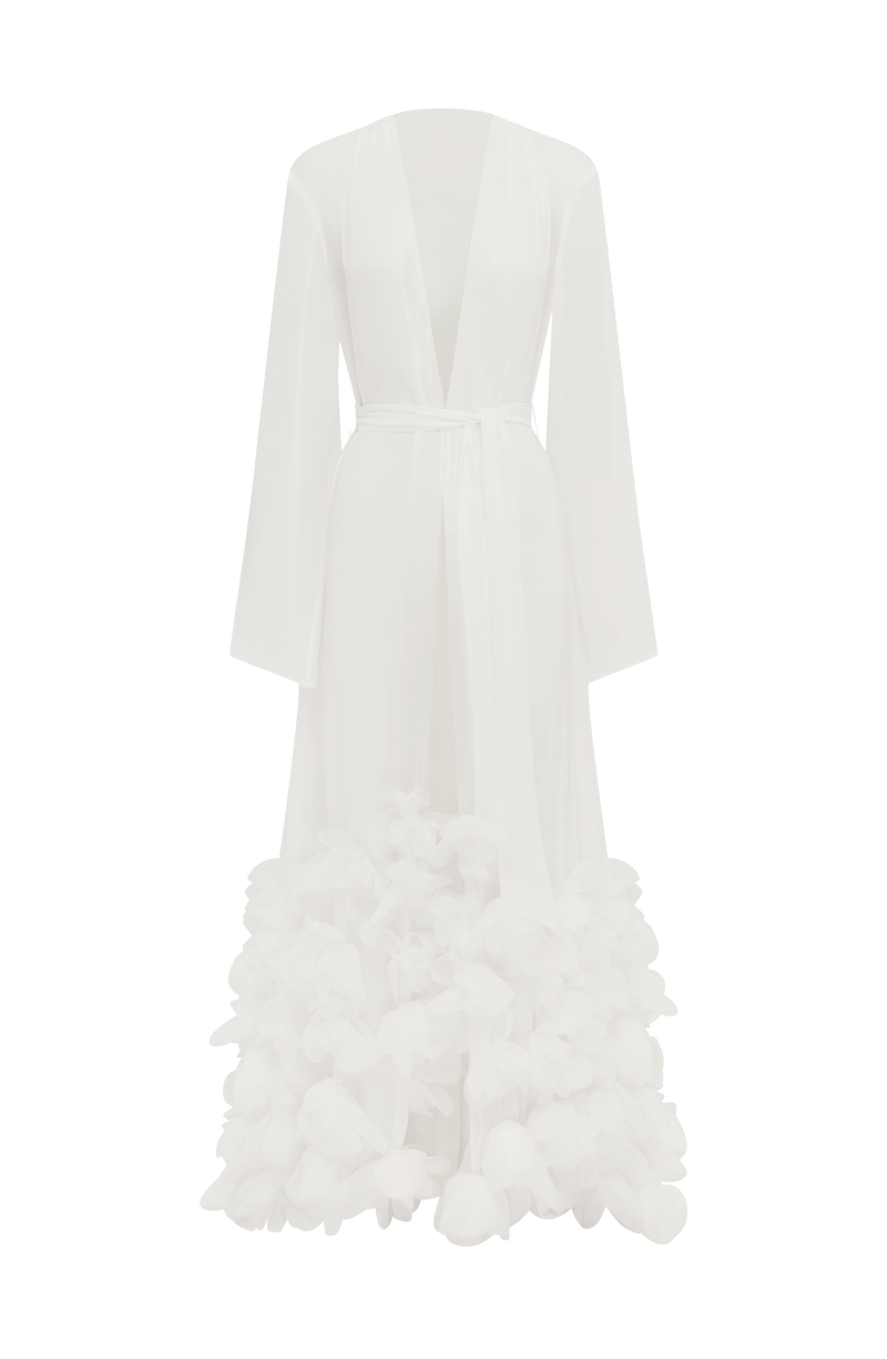 white dressing gown - Anwen Dressing Gown - Ivory MAT-LACE Elegant Burgundy A-Line Evening from mid Size:Waist 36