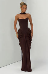 Noura Maxi Dress - Plum Brown