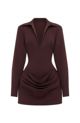 Brietta Mini Dress - Plum Brown