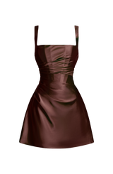Calanthe Mini Dress - Plum Brown