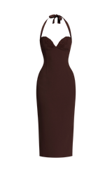 Cassia Midi Dress - Plum Brown