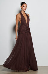 Cleo Maxi Dress - Plum Brown