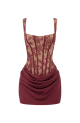Cornelia Mini Dress - Burgundy Lace
