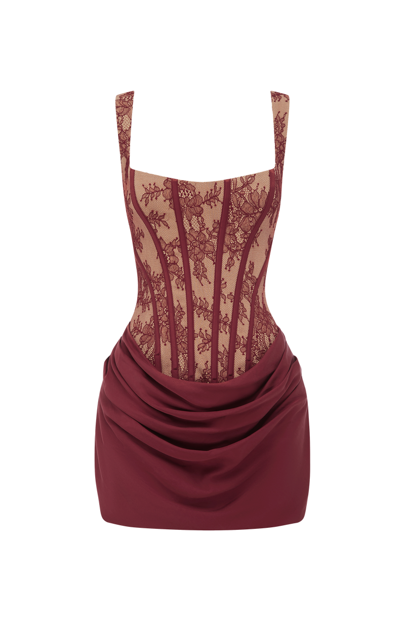 Shop Burgundy Lace Mini Dress