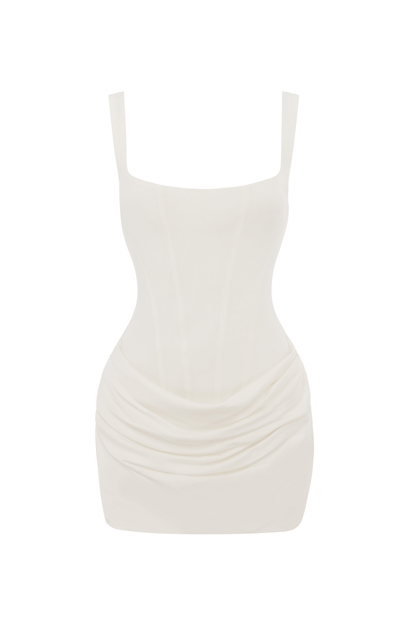 White Mini Dress - Cornelia Mini Dress - Ivory | Babyboo Fashion