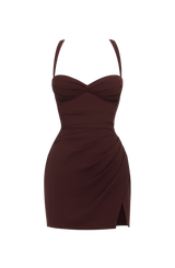 Everette Mini Dress - Plum Brown
