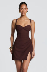 Everette Mini Dress - Plum Brown