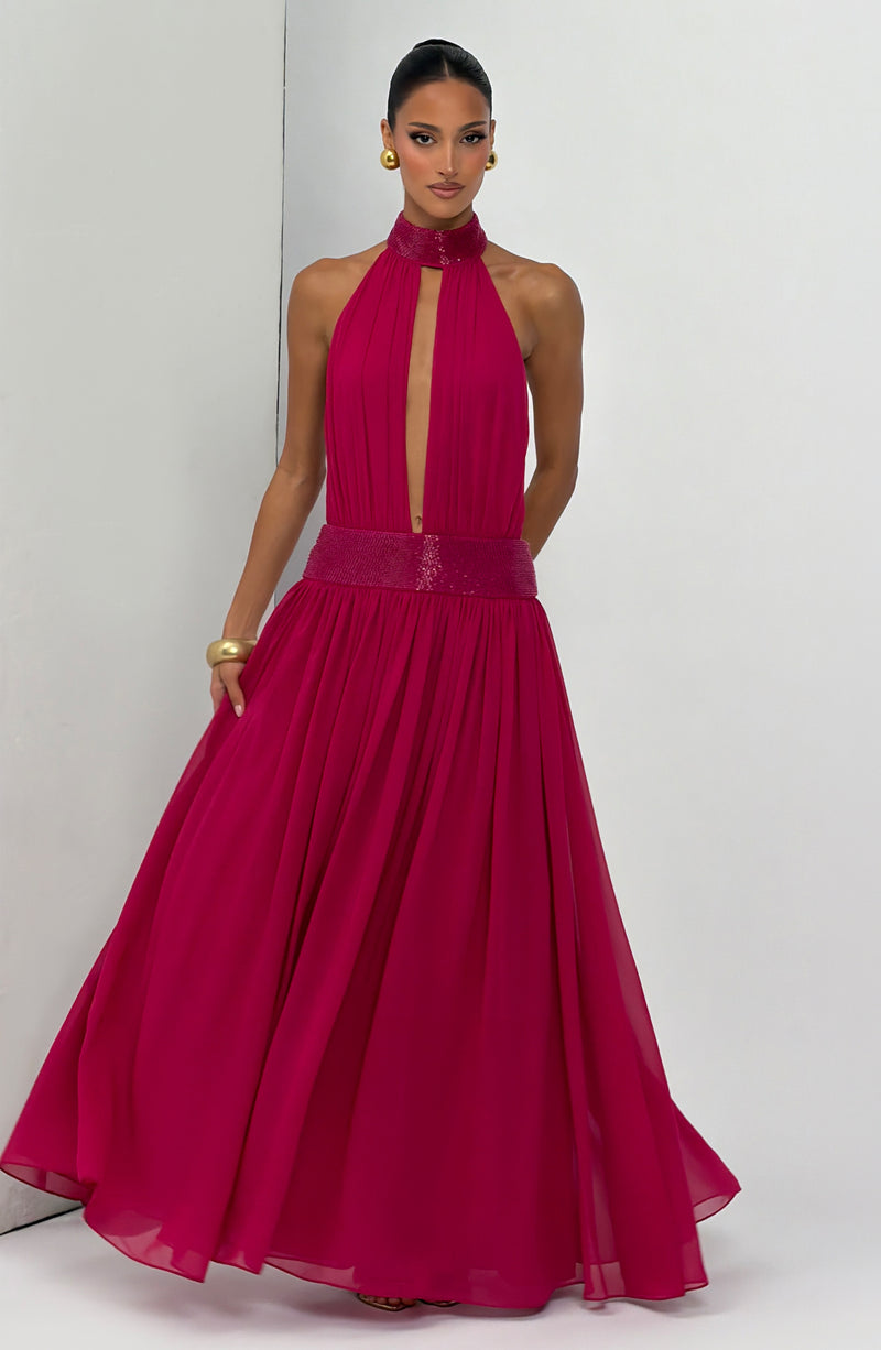 rosalina sheer maxi dress pink Rosalina Sheer Maxi Dress Princess Polly