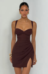 Everette Mini Dress - Plum Brown