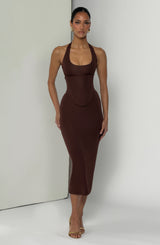 Roberta Midi Dress - Plum Brown