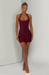 Velvette Bandage Mini Dress - Cherry Lacquer