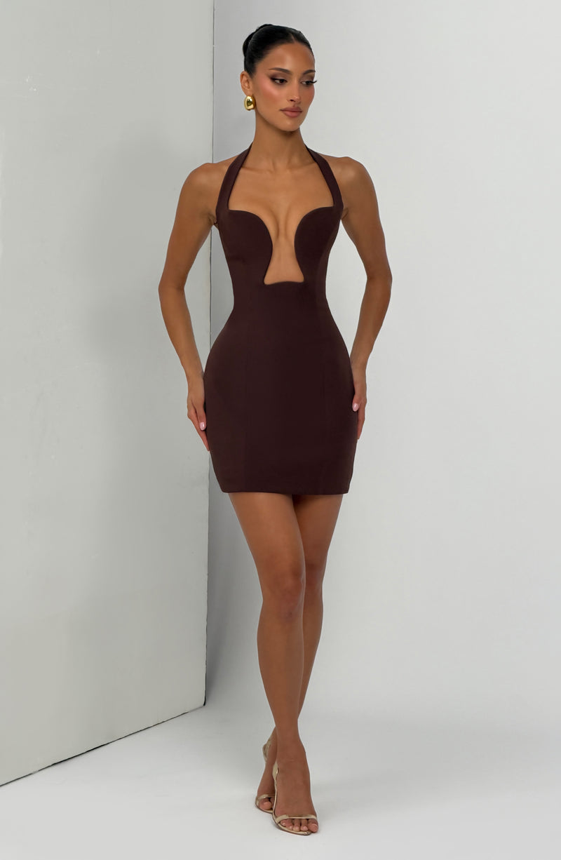 Babyboo Charlotte Mini Dress in Plum Brown Size XL