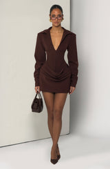 Brietta Mini Dress - Plum Brown