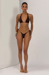 Pietra Triangle Bikini Top - Plum Brown