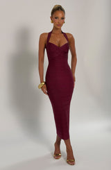 Rosalyn Bandage Midi Dress - Cherry Lacquer