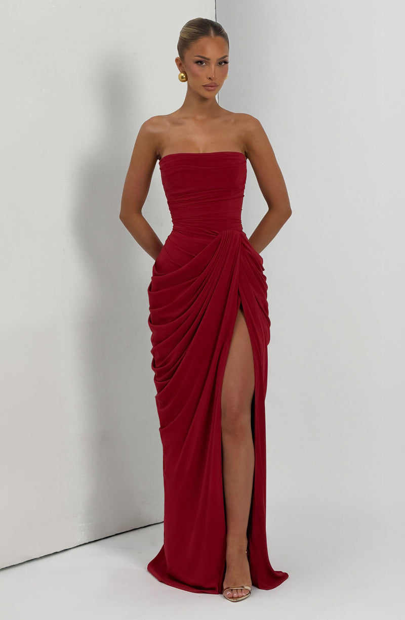 Red Maxi Dress - Cyra Maxi Dress in Deep Red