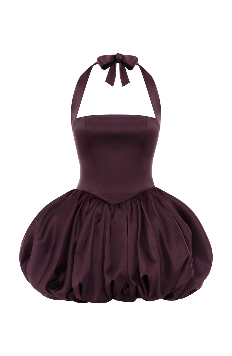 plum purple mini dress Babyboo Prudence in Size XS YGroup_L5ZDJA61 Color:MAXI FLORAL PINK Cute Burgundy High Neck Finished with a delicate