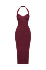 Rosalyn Bandage Midi Dress - Cherry Lacquer