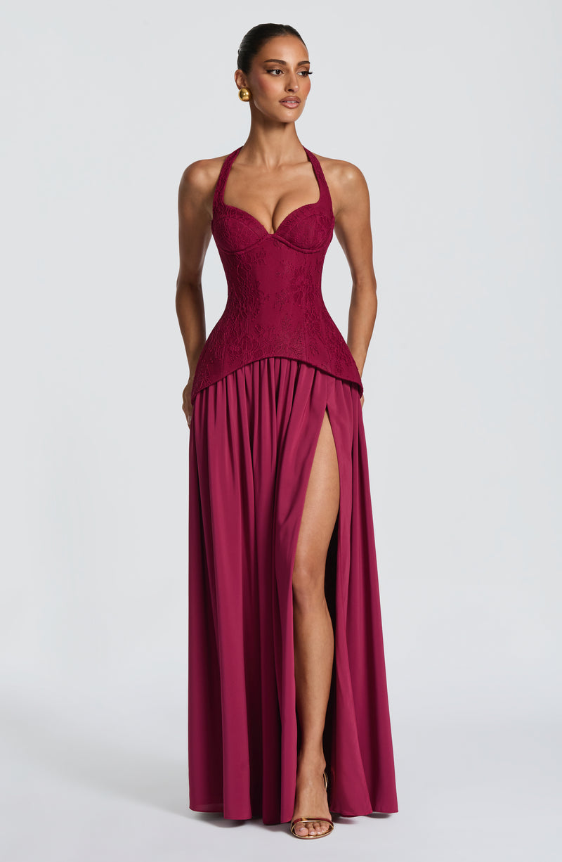 Shop the Almira Maxi Dress - Mulberry | Babyboo Fashion Shop the Almira Maxi Dress - Mulberry | Babyboo Fashion
