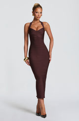 Rosalyn Bandage Midi Dress - Plum Brown