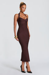 Rosalyn Bandage Midi Dress - Plum Brown