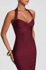 Rosalyn Bandage Midi Dress - Cherry Lacquer