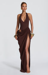 Adele Maxi Dress - Plum Brown