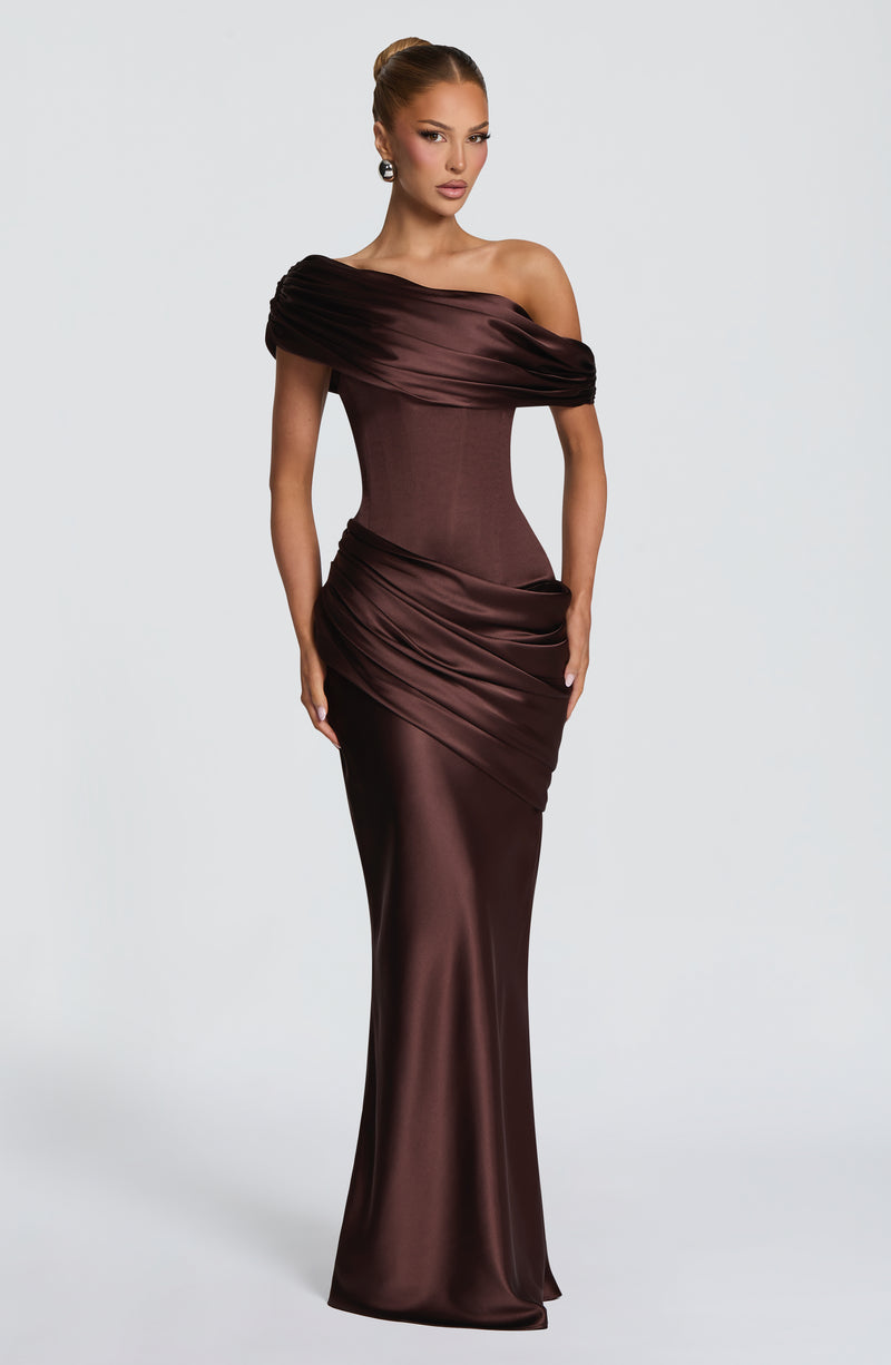 Babyboo Ella Maxi Dress in Plum Brown Size XS