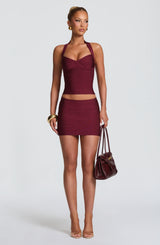 Nysa Bandage Mini Skirt - Cherry Lacquer