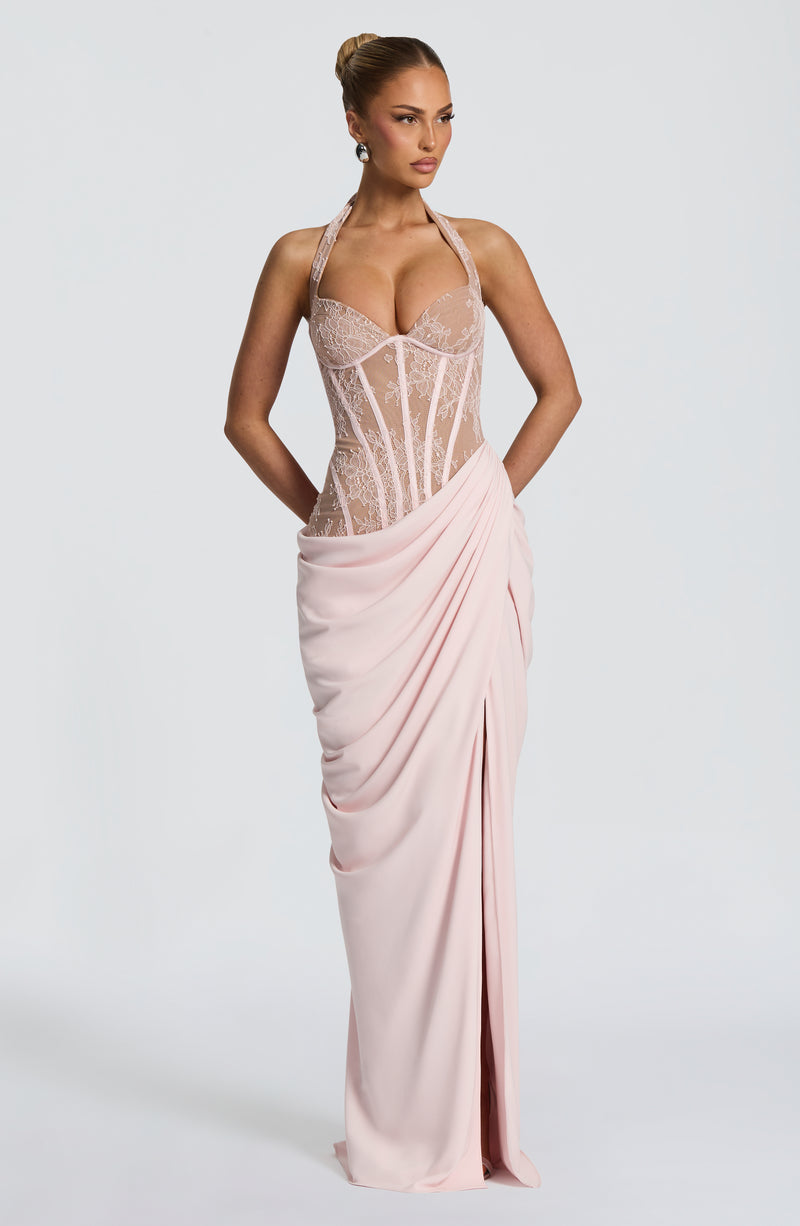blush corset dress Shop the Bonita Maxi Dress - Blush