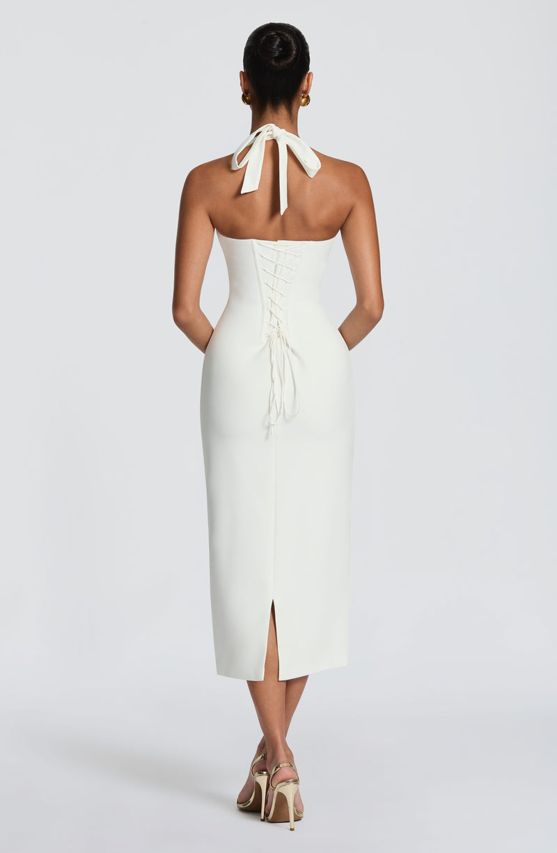 ivory halter neck midi dress Cassia Midi Dress