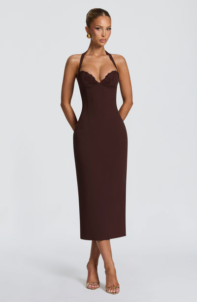 plum brown maxi dress Buy Sizzle Bodycon Corset Midi Dress In Brown for Women Online in India
