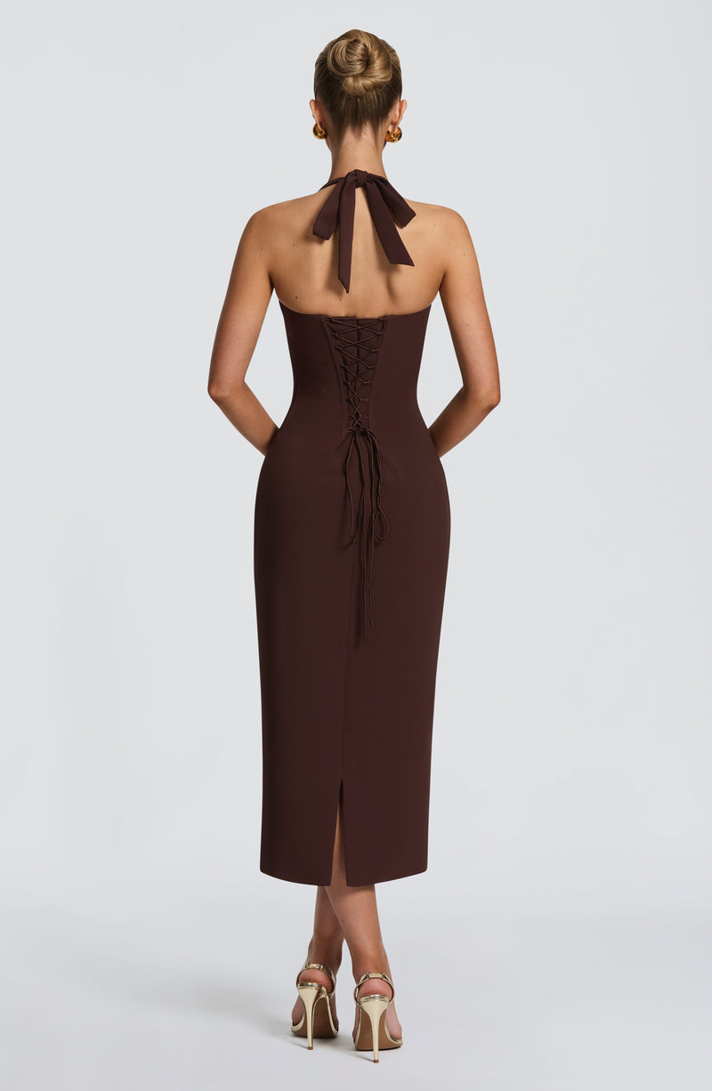 Cassia Midi Dress - Plum Brown Cassia Midi Dress - Plum Brown